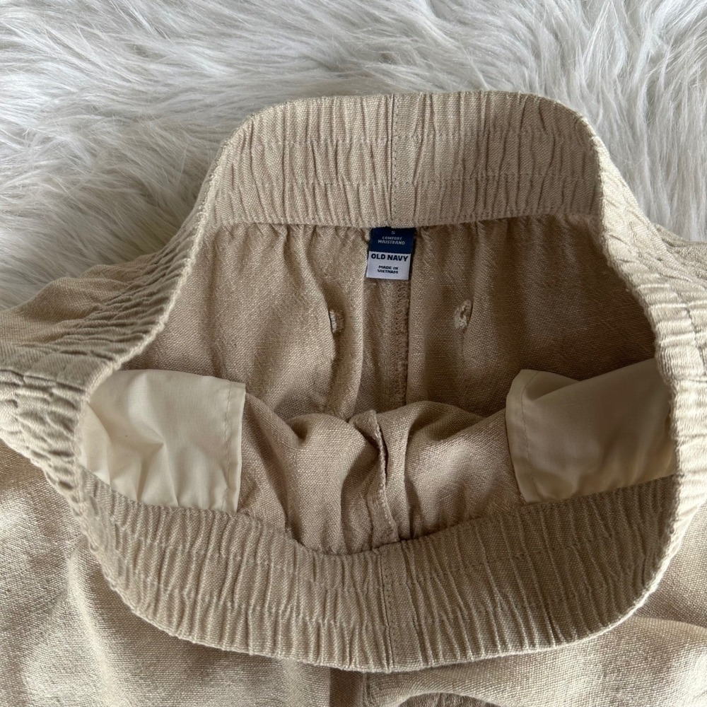 Old Navy Shorts Flax Linen Blend Pull On Shorts Beige Comfort Waist Size Small - Picture 3 of 6